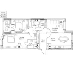 3-BD Apartment Sale, 85.41平方米 at SEZAR CITY, 2nd Khoroshyovsky Drive, Moscow, Russia #4