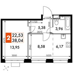 2-BD Apartment Sale, 38.04 sq. m. at Dvizhenie. Govorovo, Центральная улица, 47, деревня Говорово, поселение Московский, Москва, Россия #3