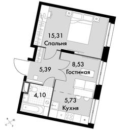 2-BD Apartment Sale, 39.06平方米 at Dvizhenie. Govorovo, Центральная улица, 47, деревня Говорово, поселение Московский, Москва, Россия #2