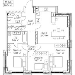 3-BD Apartment Sale, 86.04平方米 at SEZAR CITY, 2nd Khoroshyovsky Drive, Moscow, Russia #4