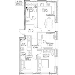 3-BD Apartment Sale, 84.17平方米 at SEZAR CITY, 2nd Khoroshyovsky Drive, Moscow, Russia #4