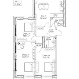 3-BD Apartment Sale, 97.03平方米 at SEZAR CITY, 2nd Khoroshyovsky Drive, Moscow, Russia #4