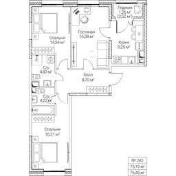 3-BD Apartment Sale, 75.19平方米 at SEZAR CITY, 2nd Khoroshyovsky Drive, Moscow, Russia #4