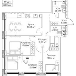 3-BD Apartment Sale, 80.65平方米 at SEZAR CITY, 2nd Khoroshyovsky Drive, Moscow, Russia #4