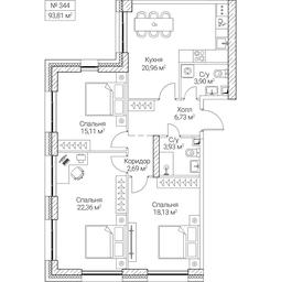 3-BD Apartment Sale, 93.81平方米 at SEZAR CITY, 2nd Khoroshyovsky Drive, Moscow, Russia #4