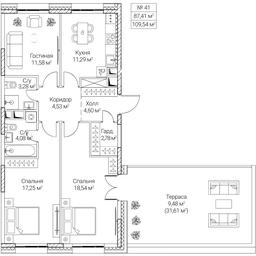 3-BD Apartment Sale, 87.41平方米 at SEZAR CITY, 2nd Khoroshyovsky Drive, Moscow, Russia #4