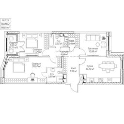 3-BD Apartment Sale, 85.2平方米 at SEZAR CITY, 2nd Khoroshyovsky Drive, Moscow, Russia #4