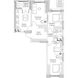 3-BD Apartment Sale, 77.63平方米 at SEZAR CITY, 2nd Khoroshyovsky Drive, Moscow, Russia #4