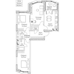 3-BD Apartment Sale, 78.34平方米 at SEZAR CITY, 2nd Khoroshyovsky Drive, Moscow, Russia #4