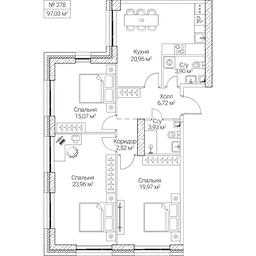 3-BD Apartment Sale, 97.03平方米 at SEZAR CITY, 2nd Khoroshyovsky Drive, Moscow, Russia #4