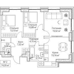 Продажа 3-комн. квартиры, 74,3 м² в ЖК «SEZAR CITY», 2-й Хорошёвский проезд, Москва, Россия #4