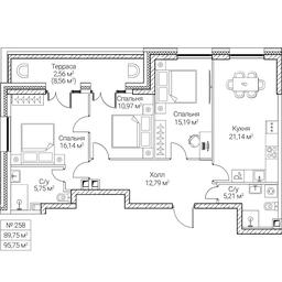3-BD Apartment Sale, 89.75平方米 at SEZAR CITY, 2nd Khoroshyovsky Drive, Moscow, Russia #4