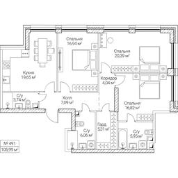 3-BD Apartment Sale, 105.99平方米 at SEZAR CITY, 2nd Khoroshyovsky Drive, Moscow, Russia #4