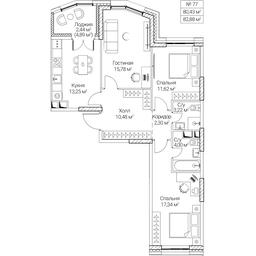 3-BD Apartment Sale, 80.43平方米 at SEZAR CITY, 2nd Khoroshyovsky Drive, Moscow, Russia #4