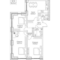 3-BD Apartment Sale, 96.76平方米 at SEZAR CITY, 2nd Khoroshyovsky Drive, Moscow, Russia #4