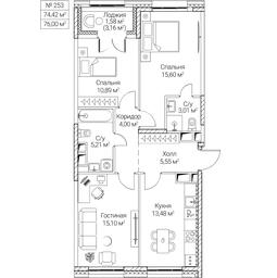 3-BD Apartment Sale, 74.42平方米 at SEZAR CITY, 2nd Khoroshyovsky Drive, Moscow, Russia #4
