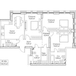 3-BD Apartment Sale, 104.76平方米 at SEZAR CITY, 2nd Khoroshyovsky Drive, Moscow, Russia #4