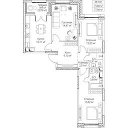 3-BD Apartment Sale, 75.86平方米 at SEZAR CITY, 2nd Khoroshyovsky Drive, Moscow, Russia #4