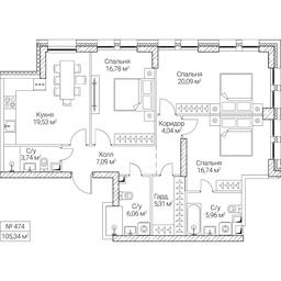 3-BD Apartment Sale, 105.34平方米 at SEZAR CITY, 2nd Khoroshyovsky Drive, Moscow, Russia #4