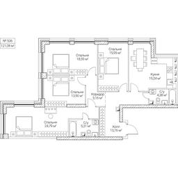 4-BD Apartment Sale, 121.08平方米 at SEZAR CITY, 2nd Khoroshyovsky Drive, Moscow, Russia #4