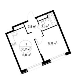 Apartment Sale, 35.9平方米 at Peredelkino Blizhnee, Korneya Chukovskogo Street, 1, Vnukovskoye Settlement, Moscow, Russia #2
