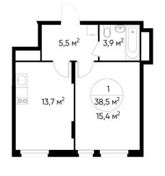 Apartment Sale, 38.5 sq. m. at Peredelkino Blizhnee, Korneya Chukovskogo Street, 1, Vnukovskoye Settlement, Moscow, Russia #2 Apartment Sale, 38.5 sq. m. at Peredelkino Blizhnee, Korneya Chukovskogo Street, 1, Vnukovskoye Settlement, Moscow, Russia #2
