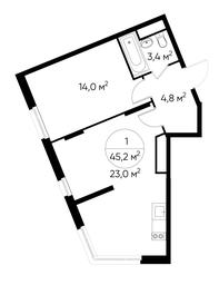 Apartment Sale, 45.2 sq. m. at Peredelkino Blizhnee, Korneya Chukovskogo Street, 1, Vnukovskoye Settlement, Moscow, Russia #2 Apartment Sale, 45.2 sq. m. at Peredelkino Blizhnee, Korneya Chukovskogo Street, 1, Vnukovskoye Settlement, Moscow, Russia #2