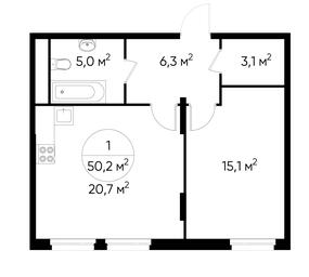 Apartment Sale, 50.2 sq. m. at Peredelkino Blizhnee, Korneya Chukovskogo Street, 1, Vnukovskoye Settlement, Moscow, Russia #2 Apartment Sale, 50.2 sq. m. at Peredelkino Blizhnee, Korneya Chukovskogo Street, 1, Vnukovskoye Settlement, Moscow, Russia #2