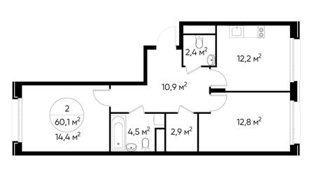 2-BD Apartment Sale, 60.1 sq. m. at Peredelkino Blizhnee, Korneya Chukovskogo Street, 1, Vnukovskoye Settlement, Moscow, Russia #2 2-BD Apartment Sale, 60.1 sq. m. at Peredelkino Blizhnee, Korneya Chukovskogo Street, 1, Vnukovskoye Settlement, Moscow, Russia #2