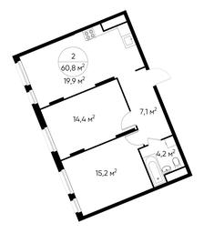 2-BD Apartment Sale, 60.8平方米 at Peredelkino Blizhnee, Korneya Chukovskogo Street, 1, Vnukovskoye Settlement, Moscow, Russia #2 2-BD Apartment Sale, 60.8平方米 at Peredelkino Blizhnee, Korneya Chukovskogo Street, 1, Vnukovskoye Settlement, Moscow, Russia #2