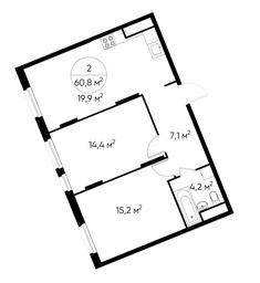 2-BD Apartment Sale, 60.8 sq. m. at Peredelkino Blizhnee, Korneya Chukovskogo Street, 1, Vnukovskoye Settlement, Moscow, Russia #2 2-BD Apartment Sale, 60.8 sq. m. at Peredelkino Blizhnee, Korneya Chukovskogo Street, 1, Vnukovskoye Settlement, Moscow, Russia #2