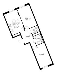 2-BD Apartment Sale, 64.7 sq. m. at Peredelkino Blizhnee, Korneya Chukovskogo Street, 1, Vnukovskoye Settlement, Moscow, Russia #2 2-BD Apartment Sale, 64.7 sq. m. at Peredelkino Blizhnee, Korneya Chukovskogo Street, 1, Vnukovskoye Settlement, Moscow, Russia #2
