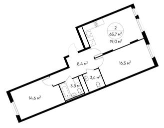 2-BD Apartment Sale, 65.7 sq. m. at Peredelkino Blizhnee, Korneya Chukovskogo Street, 1, Vnukovskoye Settlement, Moscow, Russia #2