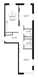2-BD Apartment Sale, 66.8 sq. m. at Peredelkino Blizhnee, Korneya Chukovskogo Street, 1, Vnukovskoye Settlement, Moscow, Russia #2 2-BD Apartment Sale, 66.8 sq. m. at Peredelkino Blizhnee, Korneya Chukovskogo Street, 1, Vnukovskoye Settlement, Moscow, Russia #2