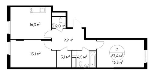2-BD Apartment Sale, 67.4 sq. m. at Peredelkino Blizhnee, Korneya Chukovskogo Street, 1, Vnukovskoye Settlement, Moscow, Russia #2 2-BD Apartment Sale, 67.4 sq. m. at Peredelkino Blizhnee, Korneya Chukovskogo Street, 1, Vnukovskoye Settlement, Moscow, Russia #2