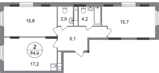 2-BD Apartment Sale, 64.9 sq. m. at Peredelkino Blizhnee, Korneya Chukovskogo Street, 1, Vnukovskoye Settlement, Moscow, Russia #4
