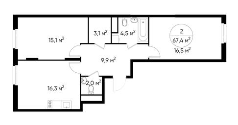 2-BD Apartment Sale, 67.4 sq. m. at Peredelkino Blizhnee, Korneya Chukovskogo Street, 1, Vnukovskoye Settlement, Moscow, Russia #2 2-BD Apartment Sale, 67.4 sq. m. at Peredelkino Blizhnee, Korneya Chukovskogo Street, 1, Vnukovskoye Settlement, Moscow, Russia #2