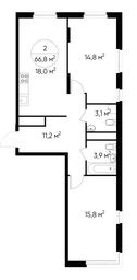 2-BD Apartment Sale, 66.8 sq. m. at Peredelkino Blizhnee, Korneya Chukovskogo Street, 1, Vnukovskoye Settlement, Moscow, Russia #2 2-BD Apartment Sale, 66.8 sq. m. at Peredelkino Blizhnee, Korneya Chukovskogo Street, 1, Vnukovskoye Settlement, Moscow, Russia #2