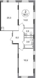 2-BD Apartment Sale, 66.5平方米 at Peredelkino Blizhnee, Korneya Chukovskogo Street, 1, Vnukovskoye Settlement, Moscow, Russia #4