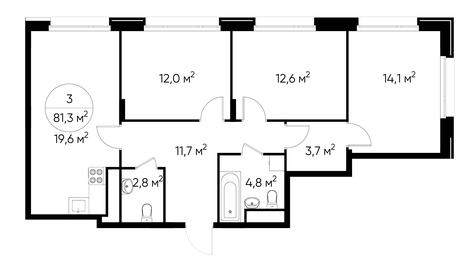 3-BD Apartment Sale, 81.3 sq. m. at Peredelkino Blizhnee, Korneya Chukovskogo Street, 1, Vnukovskoye Settlement, Moscow, Russia #2 3-BD Apartment Sale, 81.3 sq. m. at Peredelkino Blizhnee, Korneya Chukovskogo Street, 1, Vnukovskoye Settlement, Moscow, Russia #2