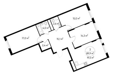 3-BD Apartment Sale, 89.9平方米 at Peredelkino Blizhnee, Korneya Chukovskogo Street, 1, Vnukovskoye Settlement, Moscow, Russia #2 3-BD Apartment Sale, 89.9平方米 at Peredelkino Blizhnee, Korneya Chukovskogo Street, 1, Vnukovskoye Settlement, Moscow, Russia #2