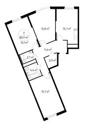 3-BD Apartment Sale, 88.9 sq. m. at Peredelkino Blizhnee, Korneya Chukovskogo Street, 1, Vnukovskoye Settlement, Moscow, Russia #2 3-BD Apartment Sale, 88.9 sq. m. at Peredelkino Blizhnee, Korneya Chukovskogo Street, 1, Vnukovskoye Settlement, Moscow, Russia #2