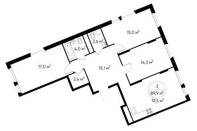 3-BD Apartment Sale, 89.9平方米 at Peredelkino Blizhnee, Korneya Chukovskogo Street, 1, Vnukovskoye Settlement, Moscow, Russia #2