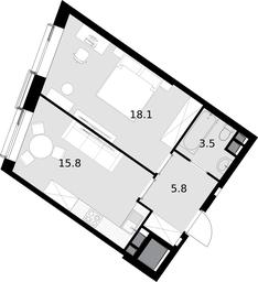 1-BD Apartment Sale, 43.2平方米 at Wellton Towers, Narodnogo Opolcheniya Street, 15к1, Moscow, Russia #3 1-BD Apartment Sale, 43.2平方米 at Wellton Towers, Narodnogo Opolcheniya Street, 15к1, Moscow, Russia #3