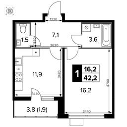 1-BD Apartment Sale, 42.2平方米 at Pervyi Leningradskiy, Pervy Leningradskiy Residential Complex, Moscow, Russia #2