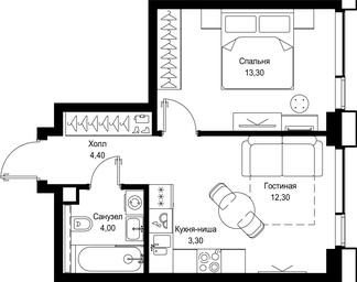 1-BD Apartment Sale, 37.3 sq. m. at Multikvartal CITYZEN, Vishnyovaya Street, Moscow, Russia #4