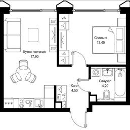1-BD Apartment Sale, 39平方米 at Multikvartal CITYZEN, Vishnyovaya Street, Moscow, Russia #4