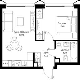 1-BD Apartment Sale, 39 sq. m. at Multikvartal CITYZEN, Vishnyovaya Street, Moscow, Russia #2