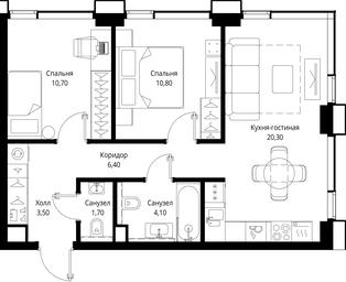 2-BD Apartment Sale, 57.5 sq. m. at Multikvartal CITYZEN, Vishnyovaya Street, Moscow, Russia #4