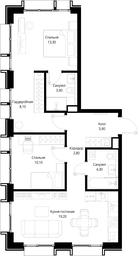 2-BD Apartment Sale, 67.6 sq. m. at Multikvartal CITYZEN, Vishnyovaya Street, Moscow, Russia #2